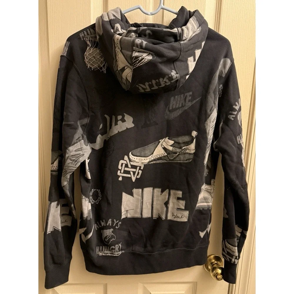Nike Mens Hoodie Small Bold School‎ Sportswear Club Fleece Casual Black